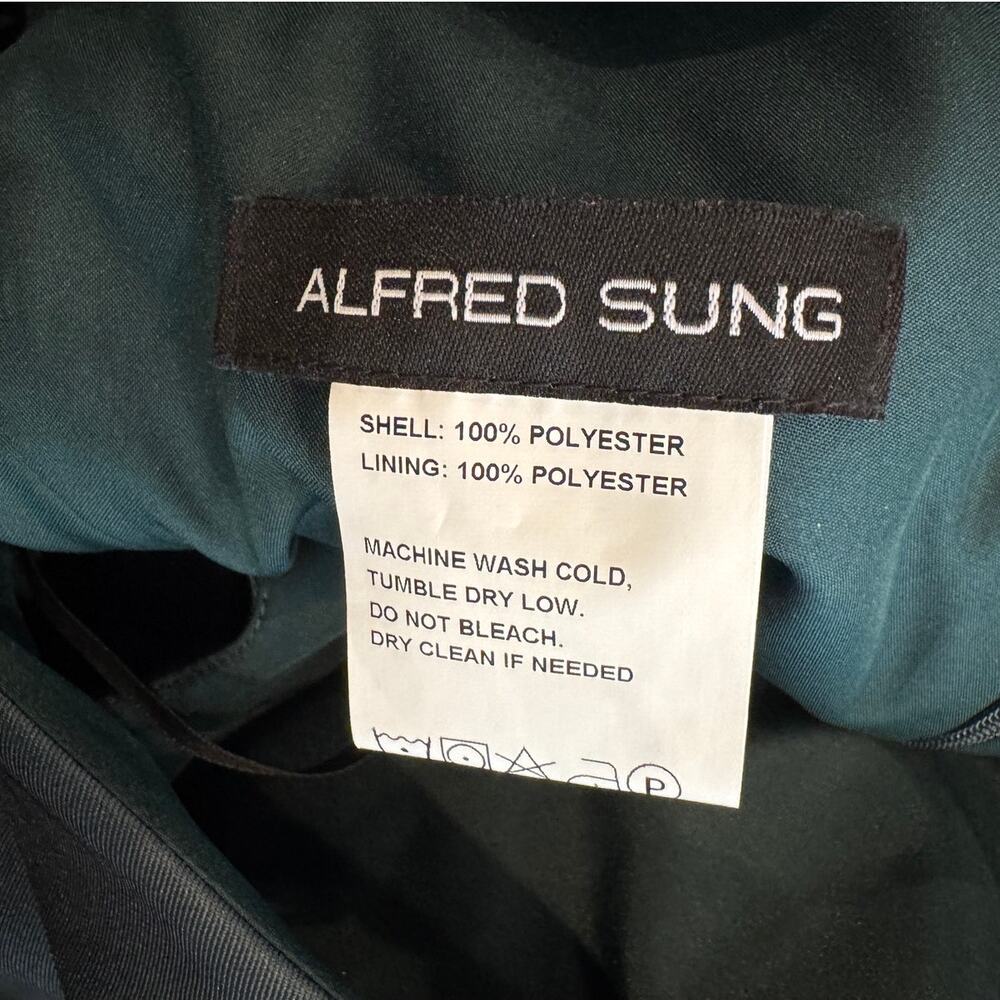 NEW Alfred Sung Bow One-Shoulder A-Line Gown with Bow in Evergreen Size 10 - Picture 7 of 10